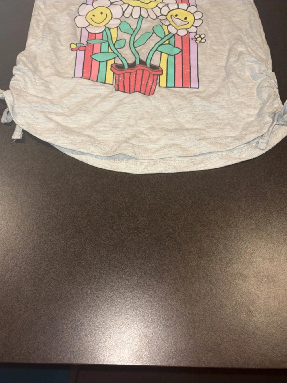 Girls' Gray Rainbow Daisy Graphic Tee